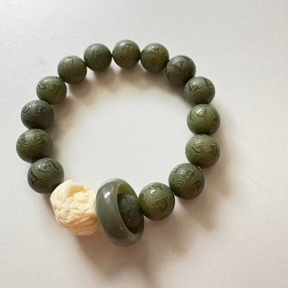 Bodhi Seed Bracelet with Guardian Lion Charm – Natural Meditation Beads new - Picture 6 of 6